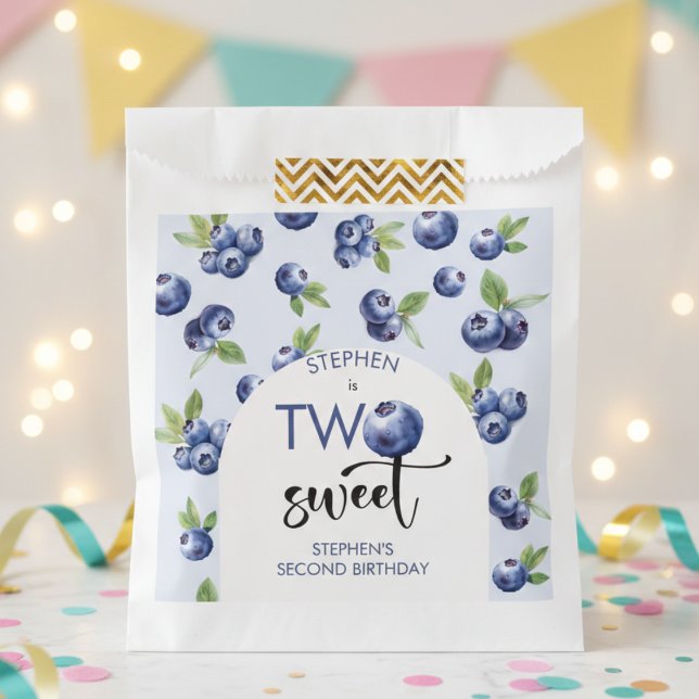 Two sweet blueberries kids birthday favour bag (Creator Uploaded)