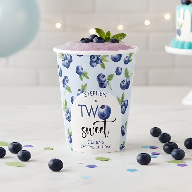 Two sweet blueberries kids birthday paper cups (Creator Uploaded)