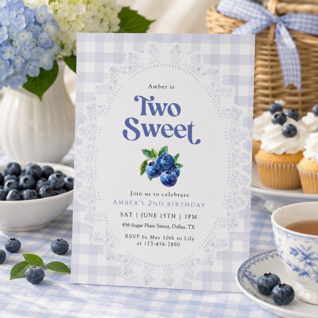 Two Sweet Blueberry Birthday Invitation (Creator Uploaded)