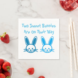 Two Sweet Bunnies Twin Boys Napkin
