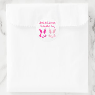 Two Sweet Bunnies Twin Girls Classic Round Sticker