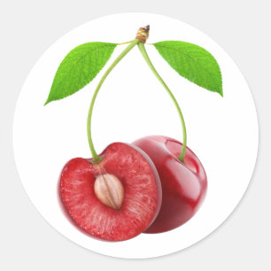 Two sweet cherries classic round sticker