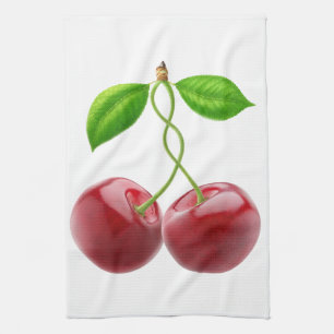 Two sweet cherries tea towel
