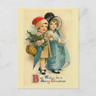 "Two Sweet Children" Vintage Christmas Postcard