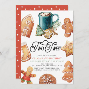 Two Sweet Christmas Cookies & Cocoa 2nd Birthday Invitation