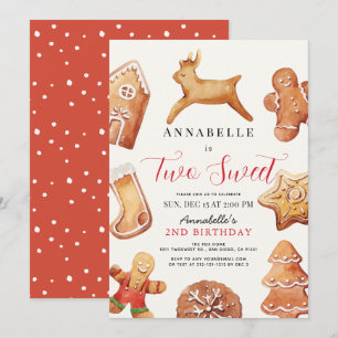 Two Sweet Christmas Holiday Cookie 2nd Birthday Card