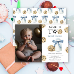 Two Sweet Cookie and Milk Birthday Party  Invitation