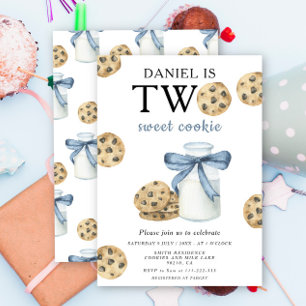 Two Sweet Cookie and Milk First Birthday  Invitation