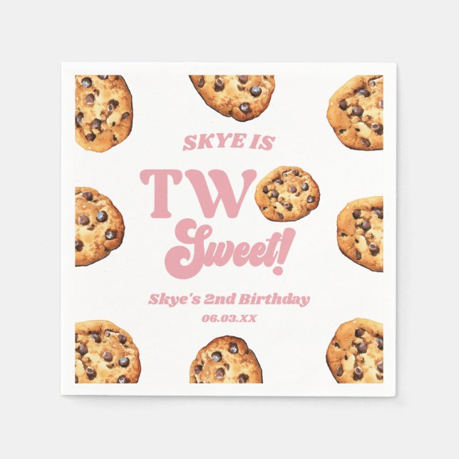 Two Sweet Cookies and Milk 2nd Birthday Party Napkin (Front)