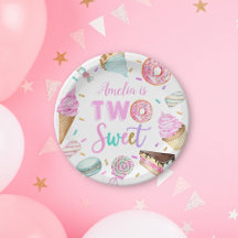 Two Sweet Dessert 2nd Birthday Paper Plate