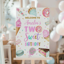 Two Sweet Dessert 2nd Birthday Welcome Sign