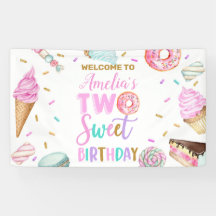 Two Sweet Dessert Birthday Vinyl Banner