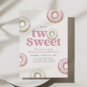 Two Sweet Doughnut 2nd Birthday Invitation