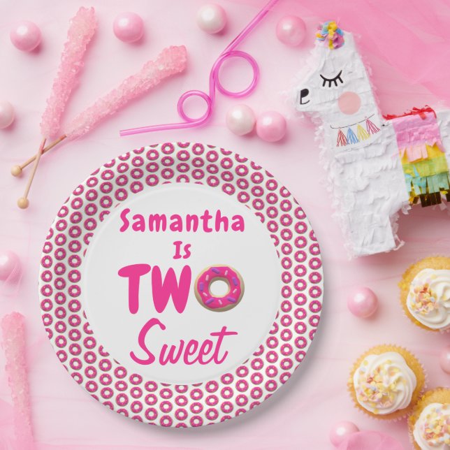 Two Sweet Doughnut 2nd Birthday Paper Plate (Party)
