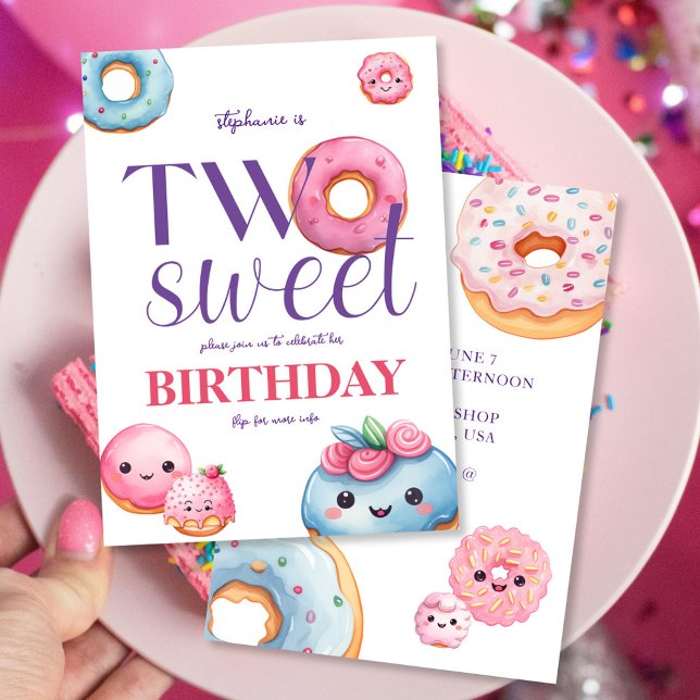 Two Sweet Doughnut Birthday Invitation (Creator Uploaded)