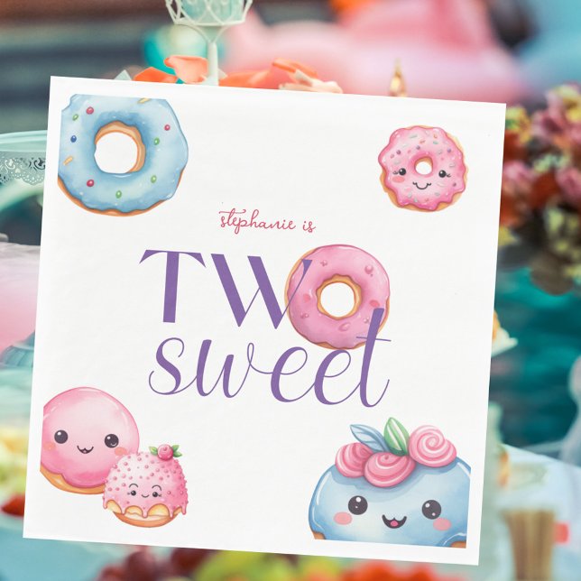 Two Sweet Doughnut Birthday Party Napkin (Creator Uploaded)