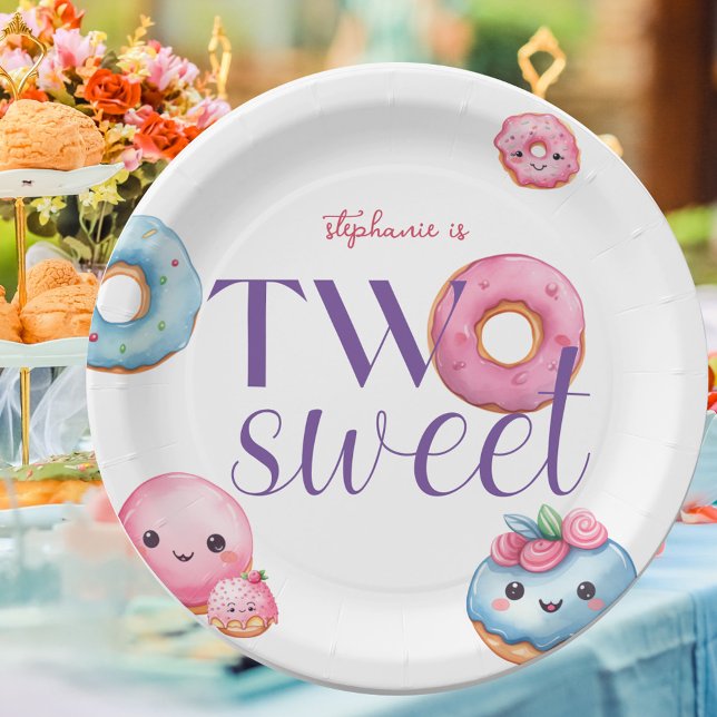 Two Sweet Doughnut Birthday Party Paper Plate (Creator Uploaded)