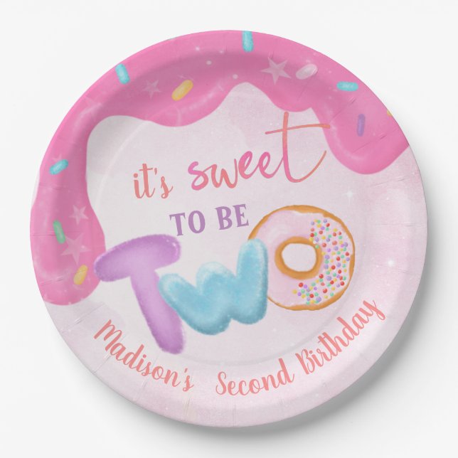 Two Sweet Doughnut Birthday Plate (Front)