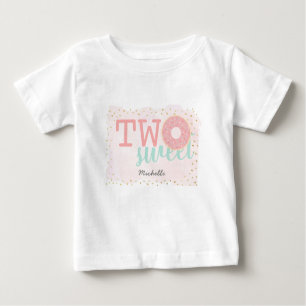 Two Sweet Doughnut Pink Girl 2nd Birthday Baby T-Shirt