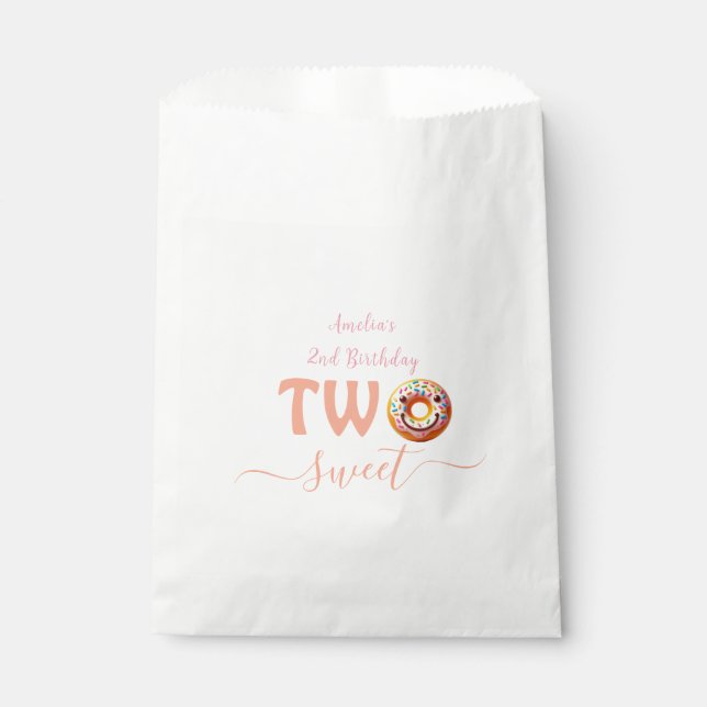 Two Sweet Doughnuts 2nd Birthday party Favour Bag (Front)