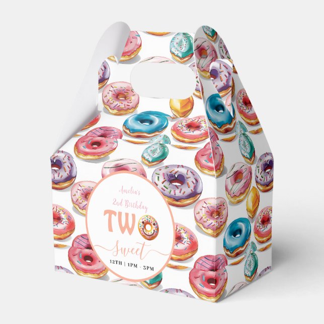 Two Sweet Doughnuts 2nd Birthday party Favour Box (Front Side)