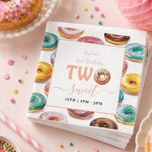 Two Sweet Doughnuts 2nd Birthday party Napkin