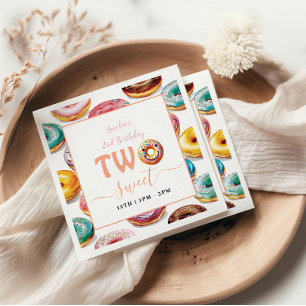 Two Sweet Doughnuts 2nd Birthday party Napkin