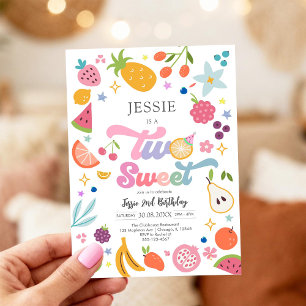 Two Sweet Fruit 2nd Birthday Invitation