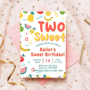 Two Sweet   Fruit Party Birthday Invitation