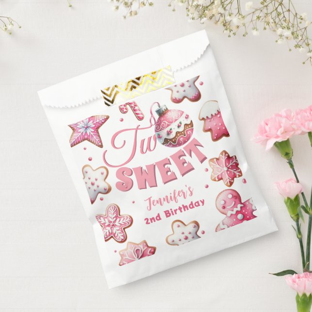 Two Sweet Girl Pink Cookie Christmas 2nd Birthday Favour Bag (Sealed)