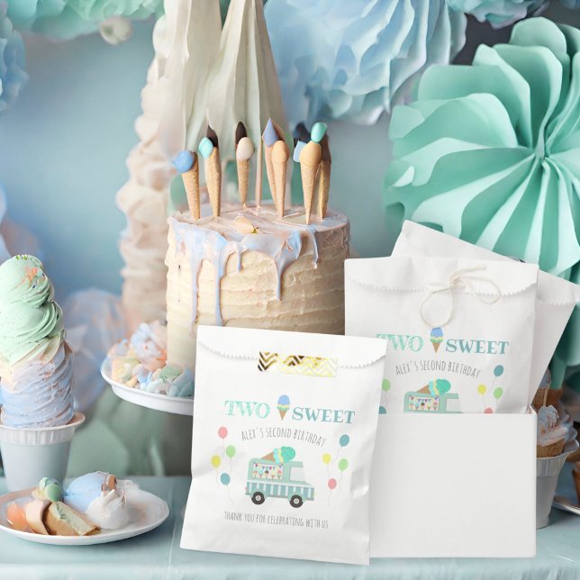 Two sweet ice cream birthday treat or favour bag (Creator Uploaded)
