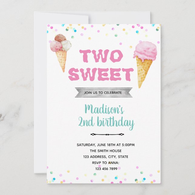 Two sweet ice cream invitation (Front)