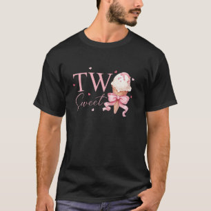 Two Sweet Ice Cream Pink Bow 2nd Birthday Girl 2 Y T-Shirt