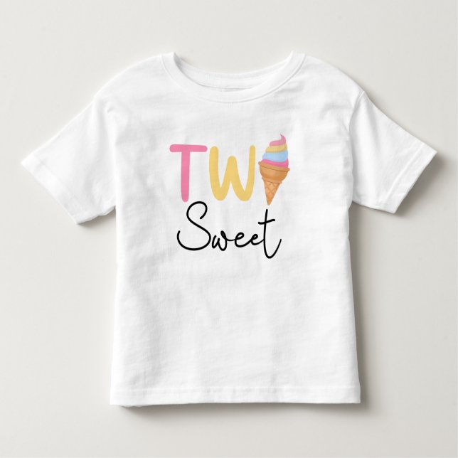 TWO Sweet Ice Cream Summer Treat 2nd Birthday Toddler T-Shirt (Front)