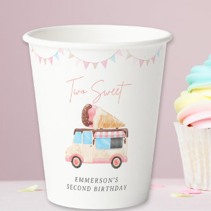 Two Sweet Ice Cream Truck 2nd Birthday Paper Cups