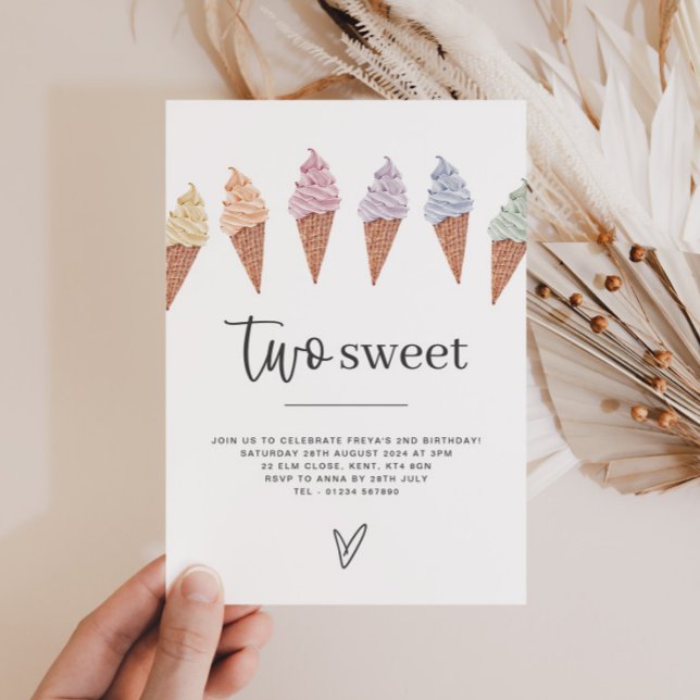 Two Sweet Icecream Birthday Invitation (Two Sweet Icecream Birthday Invitation)