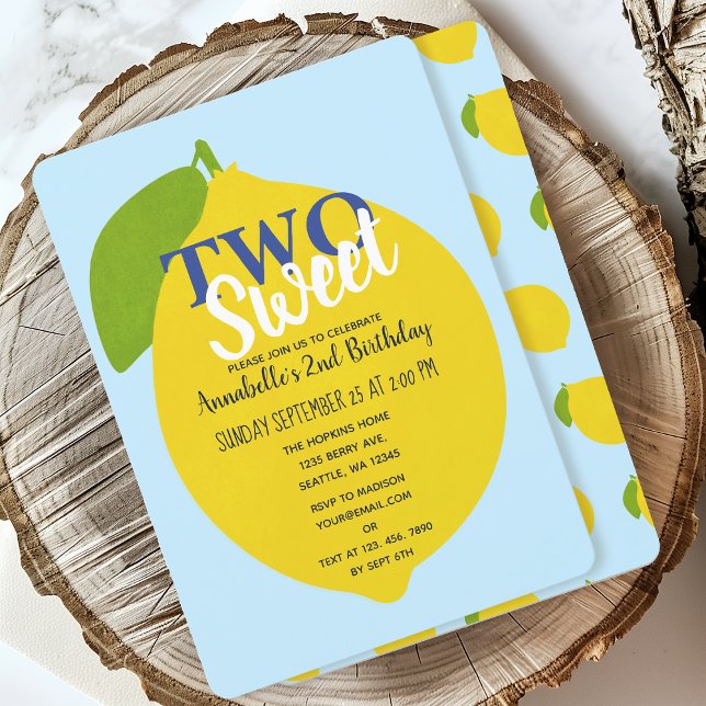 Two Sweet Lemon Kids Second Birthday Invitation (Creator Uploaded)