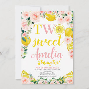 Two Sweet Lemonade Birthday, Citrus Birthday Party Invitation