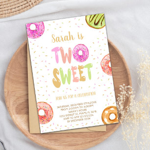 Two Sweet Light Pastel Doughnut Birthday Invitatio Invitation