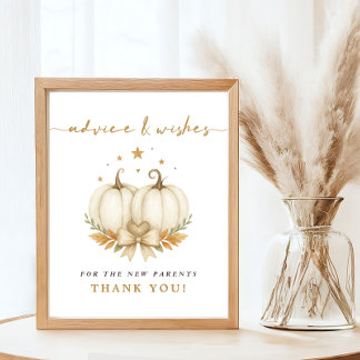 Two Sweet Little Pumpkins Baby Shower Advice Sign