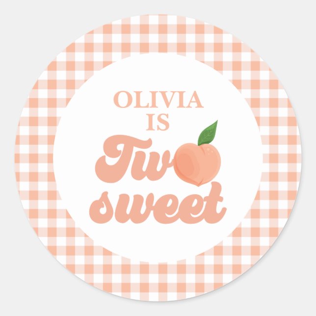Two Sweet Peach Birthday Classic Round Sticker (Front)