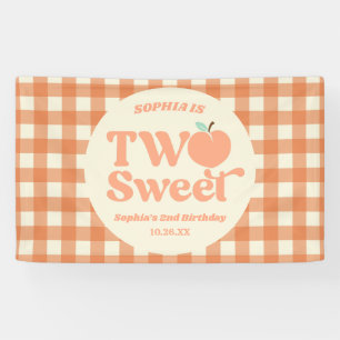 Two Sweet Peach Fruit Second 2nd Birthday Party Banner