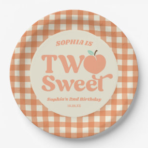 Two Sweet Peach Fruit Second 2nd Birthday Party Paper Plate