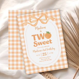 Two Sweet Peach Girl 2nd Birthday Invitation