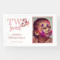 Two Sweet Pink Doughnut Photo Girl 2nd Birthday