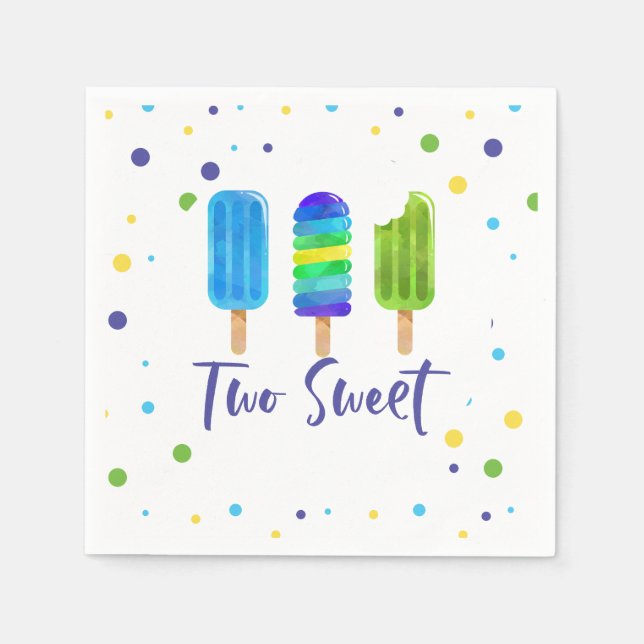 Two Sweet pop 2nd Birthday blue green Napkin (Front)