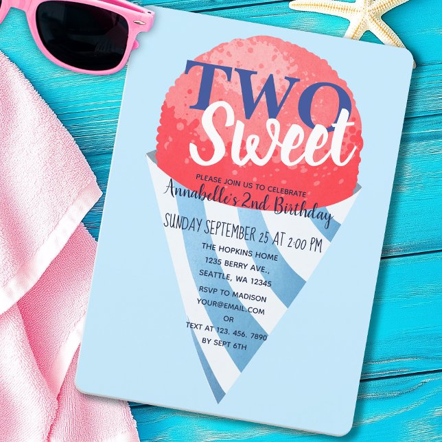 Two Sweet Snow Cone Kids Second Birthday Invitation (Creator Uploaded)