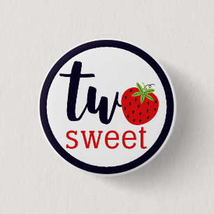 TWO Sweet Strawberry Birthday Girl 2nd Year Party 3 Cm Round Badge