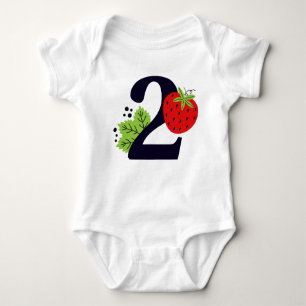 TWO Sweet Strawberry Birthday Girl 2nd Year Party  Baby Bodysuit