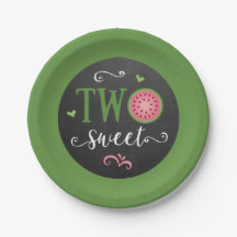 Two Sweet Watermelon 2nd Birthday Paper Plate